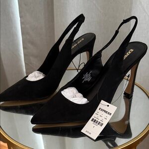Express Classic Black Slingback Heels